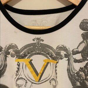 Versace White Tee with Black Trim and Silver Logo